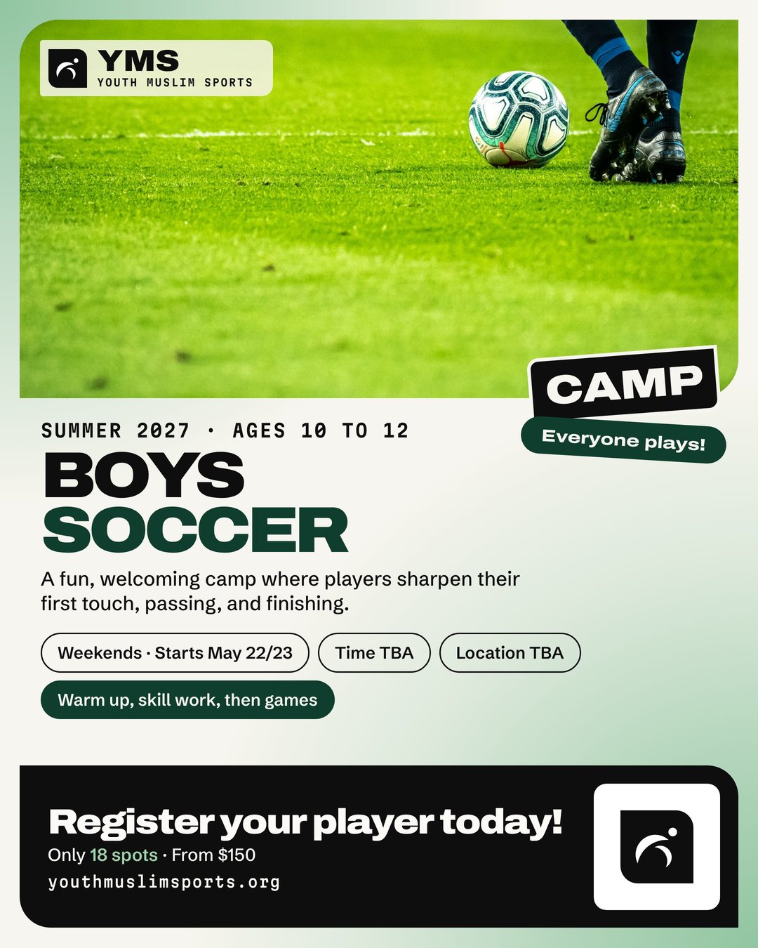 Flyer for Boys Soccer Camp