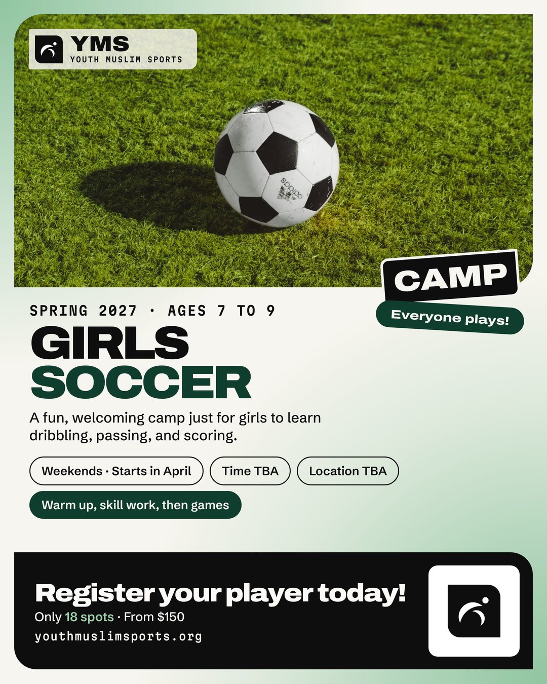 Flyer for Girls Soccer Camp
